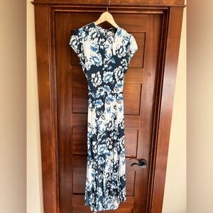 Olivaceous Navy and White Floral Maxi Dress